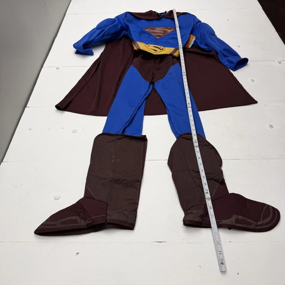 Rubie's Superman Costume Bodysuit Boys 12-14 Blue Cape Belt 3 Piece Halloween